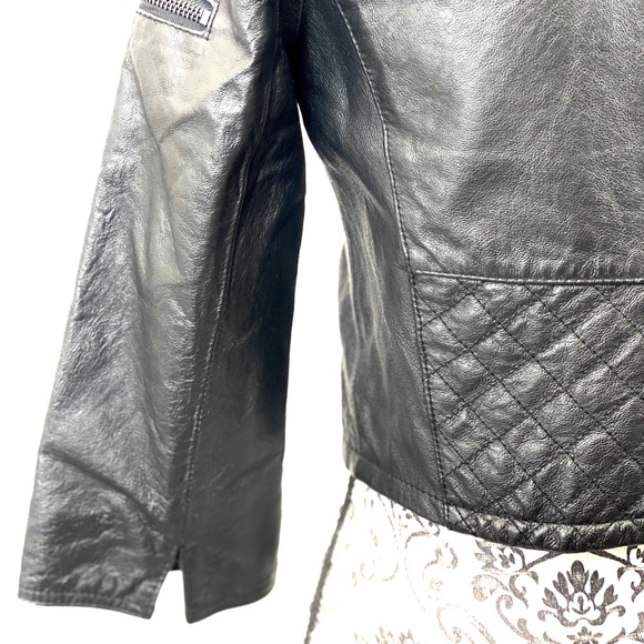 BB DAKOTA- Genuine Leather - Cropped 3/4 sleeve Moto jacket - Picture 6 of 10